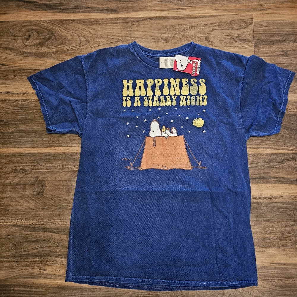 Peanuts Blue T-Shirt with Snoopy and Starry Design